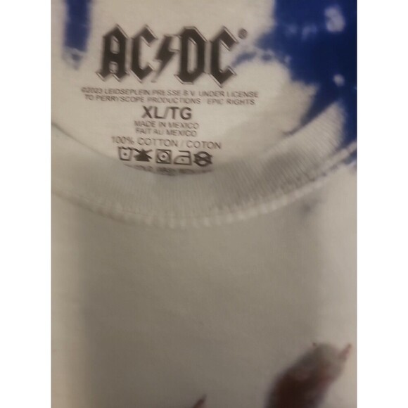 AC/DC Guitar Fire Tie Dye Bleach Rock Graphic Print Concert T Shirt New XL Cr60 - Picture 3 of 4